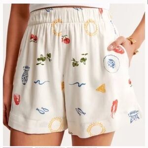 Abercrombie & Fitch Pull-on Linen Shorts Lobster Print